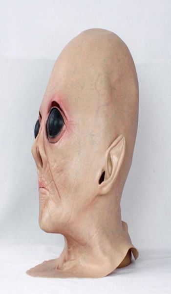 Máscara de cabeza de alienígena OVNI realista, disfraz espeluznante de látex, fiesta, Cosplay7904150