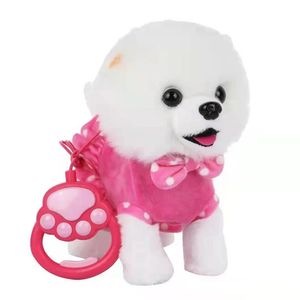 Réaliste marche chien jouet électronique en peluche animal de compagnie chiot laisse chien jouet enfants interactif ramper apprentissage jouet enfant en bas âge amusant cadeau 240111