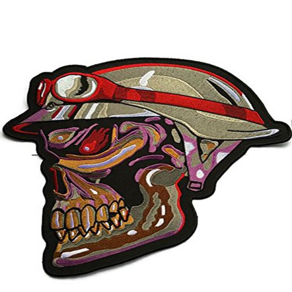 Vraiment rare Unique Super Large Skull Skull Face brodé Appliques Badge Patches Military Army Jacket Patch Sew Iron ON309J