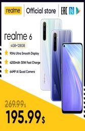 Realme 6 téléphone portable 4GB 8GB RAM 128GB ROM 90Hz Ultra affichage Helio G90T 30W Charge Flash 4300mAh 64MP AI caméra empreinte digitale ID6796559