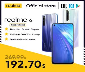 realme 6 NFC Global Version 4GB 128GB Mobiele telefoon 90Hz Display Helio G90T 30W Flash Charge 64MP Camera Telefoon Android-telefoons7771991