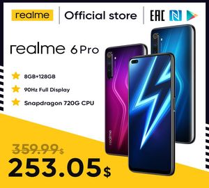 REALME 6 Pro Smartphone 66inch 8 Go RAM 128 Go Rom Snapdragon 720G Téléphone 4200mAh Batterie 30W Charge flash 64MP Phones2591570