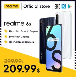 Realme 6s smartphone 90Hz 65 pouces FHD affichage téléphone 6GB 128GB téléphone portable 48MP Qual caméras Android 10 4300mAh 30W changeur1637848