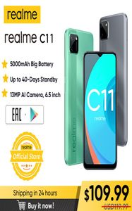 Teléfonos móviles Realme C11 65 pulgadas 5000mAh Batería grande 40 días de espera larga 3 ranuras para tarjetas teléfono inteligente Android 13MP cámara teléfono 3914120