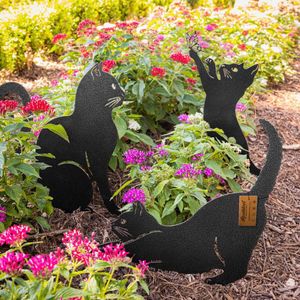 RealSteel 3 Pack en acier décor décorations de cour cadeau pour les amoureux des chats ornements de pelouse et statues I Signes de jardin décoratifs extérieurs