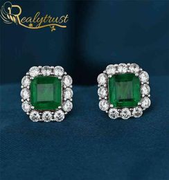 Realytrust 925 Sterling Zilver Syhthesis Emerald Stud Oorbellen voor Vrouwen Fijne Sieraden Oor Verjaardagscadeau 2106169123848