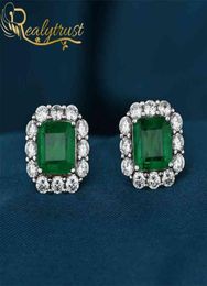 Ferytrust 925 Syhthesis Syhthesis Emerald Boucles d'oreilles pour femmes Bijoux Fine Ear Anniversaire Gift 2106168592565