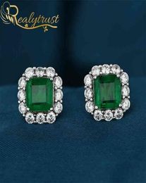 Realytrust 925 Syhthesis Syhthesis Emerald Boucles d'oreilles pour les femmes Bijoux Fine Oreille d'anniversaire Gift 2106183843658