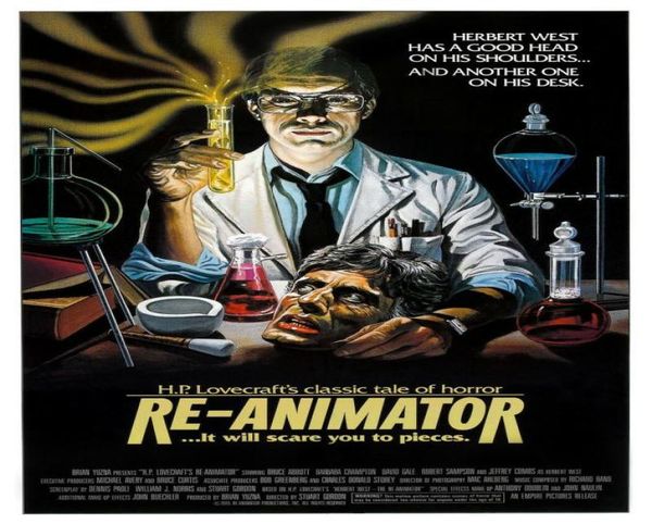 Film REANIMATOR 1985 HP Lovecraft, peintures, Film d'art imprimé, affiche en soie, décoration murale de maison, 60x90cm, 9805675