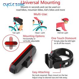 Light arrière du vélo arrière USB USB Red Ultra Bright Fights ajuste sur n'importe quel vélo / casque facile à installer pour la sécurité du cyclisme