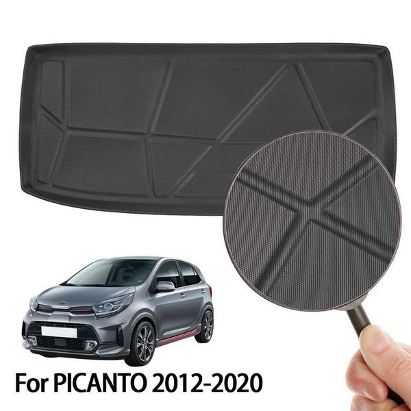 Tapis de coffre arrière adapté pour KIA PICANTO 2012-2020 protecteur de couverture de revêtement de coffre de voiture en caoutchouc noir