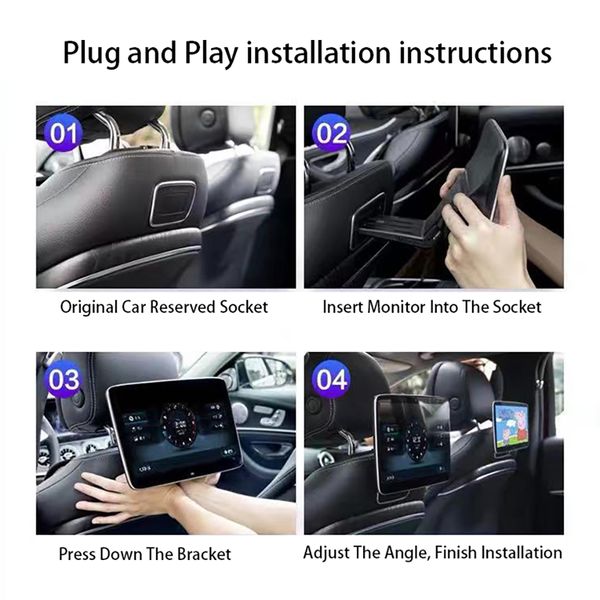 Sistema de entretenimiento trasero para el asiento trasero Mercedes-Benz GLS GLE V-Class con Jack Bluetooth Wifi Android 12 Headrest Monitor