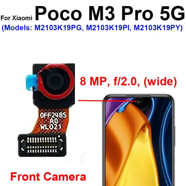 Cámara frontal principal trasera para Xiaomi Pocophone Poco M3 M3 Pro 4G 5G Selfie frontal Samll frente a la cámara trasera Piezas de cable flexible