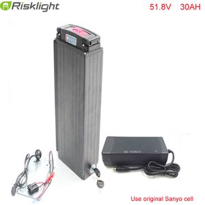 Rear rack 51.8V 52V 30ah lithium ion battery for 48v 1000w electric bike battery with Power lights+Tail lights