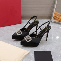 Achterste sling stiletto hak jurk schoenen pumps echt leer platform puntige tenen pumps dames feestavond schoenen luxe ontwerpers hoge hakken fabrieksschoeisel