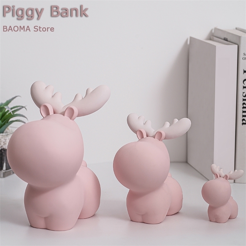 Reasin Piggy Bank Woondecoratie Creative Munt Money Box Opslagtank Slaapkamer Herten Desktop Display Als kinderen Kerstcadeau LJ201212