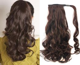 Rebeauty Hair 20 pouces de long ondulé enveloppement autour des postiches faux cheveux Extensions de queue de cheval haute température fibre synthétique cheveux Extensi2559202