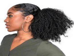 Rebeauty Synthetische paardenstaart Afro Bladerdeeg Kinky Krullend Trekkoord Paardenstaart voor zwarte vrouwen Kinky Krullend Trekkoord Bladerdeeg Haarstukje 8 Inch2111586