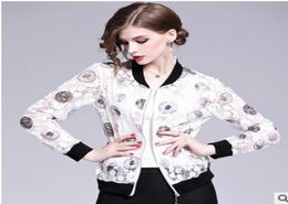 REBICOO NOUVELLE FEMANS SUMBRE SEXY FLORALE BRODETERIE Bomber Lightweight Veste entièrement 8380847