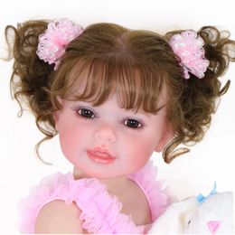 Poupée Reborn Toddler Girl 22 pouces Happy Dance avec peau peinte en 3D, veines visibles sur vinyle complet, cheveux enracinés, cadeau de Noël 240223