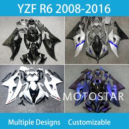 Reconstruya su bicicleta YZF R6 2008 2009 2010-2011-2015-2016 Kit de carenado completo 100% Molde de inyección de ajuste para Yamaha YZFR6 08-16 Cuerpo de carrocería ABS Plastic Bike Bodywork