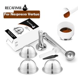 Recafimil Rusable Koffie Capsaule voor Nespresso Vertuo Espresso Filter Rich Crema 230ML Pod Machine 210607