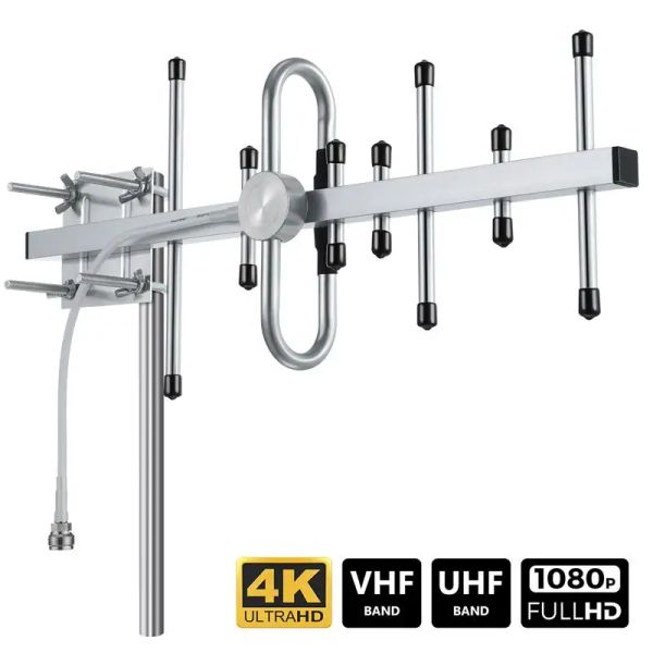 Récepteurs 1 Amplificateur de signal d'antenne TV extérieur à l'extérieur Antenne TV numérique 300 miles 4K VHF UHF HDTV ANTENNE AMPLIFIÉ