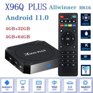 Ontvangers 2023 Smart TV Settop Box X96Q Plus Android TV Box 11.0 4/64GB Allwinner H616 4K TV Box X96Q Media Player