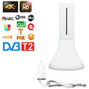 Ontvangers 400 mijl indoor HD digitale tv -antenne HDTV -antenne met versterkersignaalversterker 33ft Coax 4K VHF UHF TV -ondersteuning