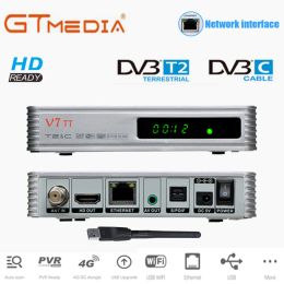 Ontvangers Gtmedia Terrestrial TV -ontvanger V7 HD -receptor Bouw in RJ45 WiFi DVBT2 DVBC 1080P Digitale decoder Freesat Europe Set Topbox