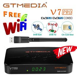 Ontvangers Gtmedia V7 Pro Satellite TV -ontvanger DVBS/S2/S2X+T/T2 Decoder CA -kaart voor Italië Ondersteuning H.265 Builtin WiFi Betere V7 Plus V7S