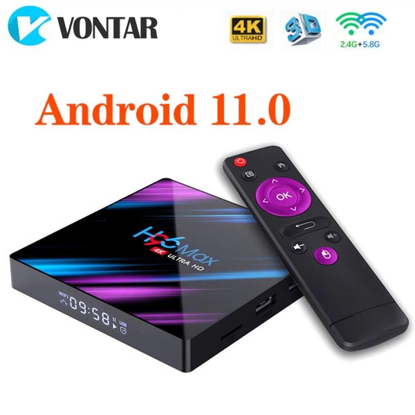 Récepteurs H96 MAX 4GB 64GB Android 10.0 Smart TV Box Android 11 Rockchip RK3318 1080P 4K H96MAX lecteur multimédia TVBOX décodeur