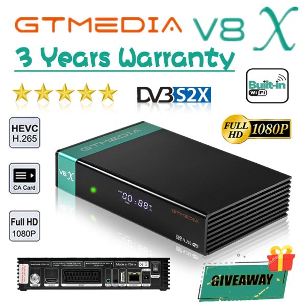 Récepteurs Hot Vente GTMedia V8x Breedtin WiFi H.265 1080p DVBS2X Satellite TV Receiver Identique à GTMedia V8 Nova V9 Prime V8 Honor