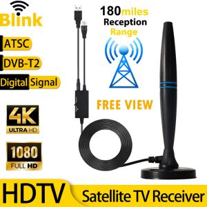 Ontvangers binnen tv -antenne met versterker 46862m lange bereik 4K 1080P digitale HD -signaalversterker DVBT2 ATSC krachtige satelliet -tv -ontvanger