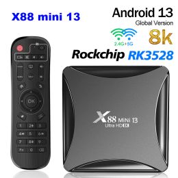 Ontvangers RK3528 Android 13.0 TV Box X88 Mini 13 8K 2.4G 5G Dual Band WiFi Smart TVBox 2GB 16GB/4GB 32 GB Media Player Set Top Receiver