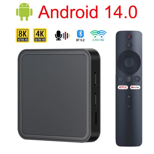Récepteurs TV98 Pro TV Box Android 14 Allwinner H313 Quad Core 8k Video 4k Dual WiFi BT Prise en charge de Google Voice Player YouTube Set Top Box