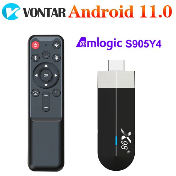 Récepteurs x98 S500 4 Go 32 Go AV1 Android 11 TV Stick Amlogic S905Y4 Quad Core 4K 60fps H.265 WiFi BT YouTube X98 Dongle 2G16G Set Top Box
