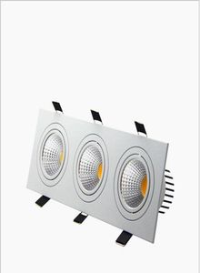Encastré LED dimmable Downlight 3 tête carrée LED vers le bas lumières COB 15W21W30W36W projecteur plafonnier AC85265V rondelle LED lumières 8587679