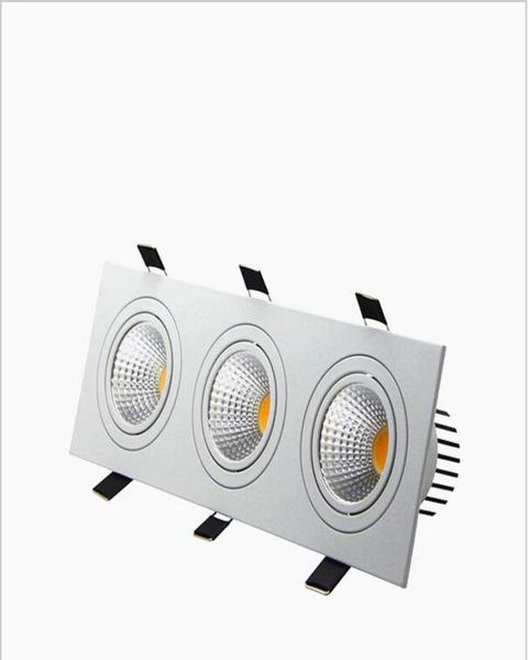 LED empotrado Dimmable Dimmable Downlight 3 cabezas LED LED DOWN LEACH COB 15W21W30W36W Lámpara de techo AC85265V Luces LED LEDS3811811