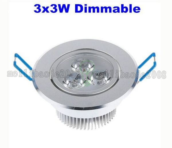 Encastré LED Downlight 9W Dimmable Plafonnier AC85-265V Blanc / Blanc Chaud LED Down Lamp Aluminium Dissipateur de Chaleur lampe de commodité led lumière MYY