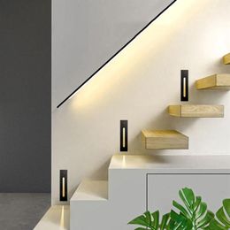 Luz Led de empotrar para escaleras, Sensor de movimiento PIR, lámpara de paso, pared de esquina, exterior, interior, escalera, pasillo, escalera 2830