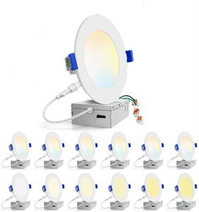 Inbouw verlichtings LED 6 inch plafondlampen 4 in 1 ultra dun 5CCT dimmable 2700K/3000K/3500K/4000K/5000K Selecteerbaar 14W = 110 W Downlight met aansluitdoos