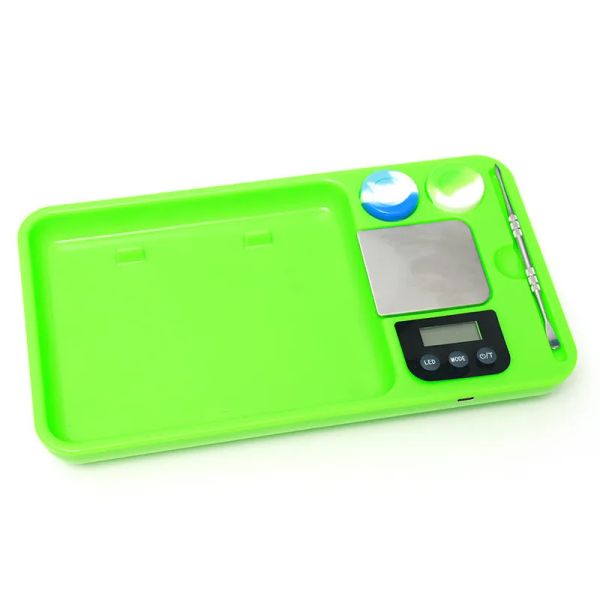 Plateau roulant rechargeable Balance numérique avec dosettes boîte en silicone dabbers abs accusure oxymètre de pouls sans batterie 500/0,01g pesée