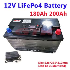 Oplaadbare 12V 180AH 200AH LIFEPO4 Lithium-batterij voor Solar Home System Voeding Elektrische Motor + 10A-oplader