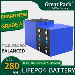 Rechargeable 16pcs 3.2V 280AH 100% Full Capace Battery Cell LifePO4 Deep Cycle Brand New Grade A Lithium Ion with Busbar