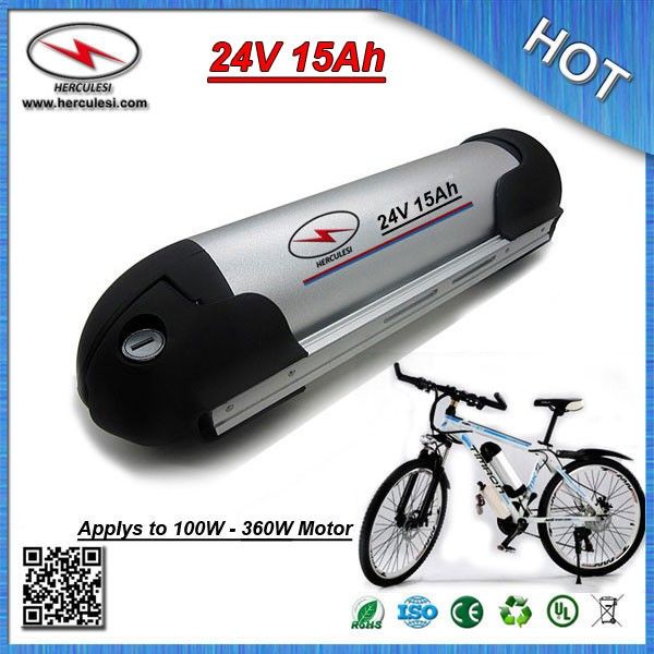 Batería de botella de iones de litio recargable de 360W 24V 15Ah para bicicleta eléctrica con celda 15A BMS 18650 + cargador ENVÍO GRATIS