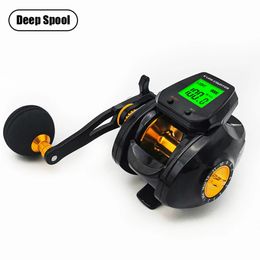 Moulinet de pêche Baitcasting numérique Rechargeable 72 1, avec compteur de ligne précis, grand écran, alarme de morsure ou canne à mer en carbone 240108