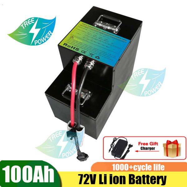 Batterie au Lithium Rechargeable 72v 100Ah pour Scooter électrique Ebike Sctooer batterie de moto + chargeur 10A