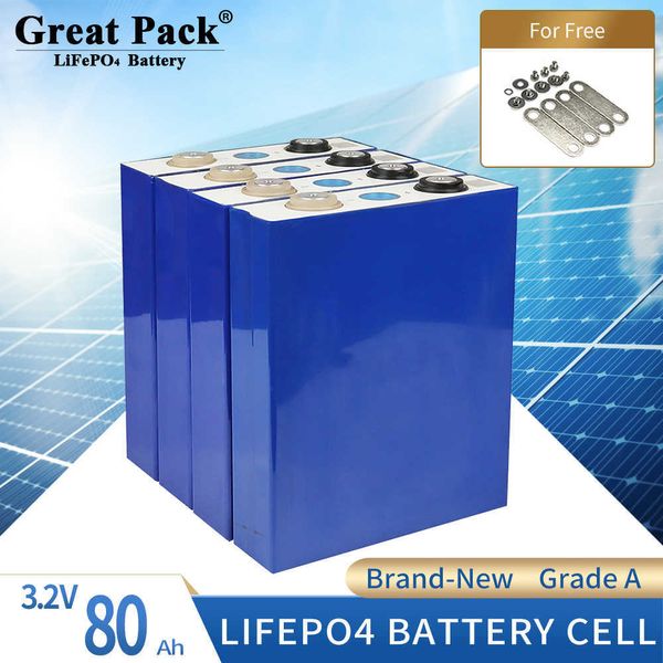 Batterie Rechargeable 8 pièces 3.2V 80Ah tout nouveau Grade A LiFePO4 cellule de batterie Cycle profond 100% pleine capacité Lithium Ion batterie externe solaire