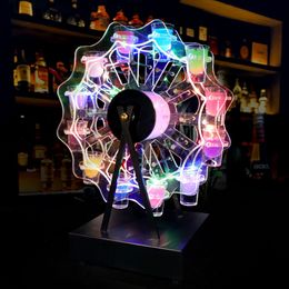 Oplaadbare acryl -reuzenrad LED Wine Holder 12 kopje LED Shot Glass Rack voor nachtclub Bar KTV Party Wedding Decoratie